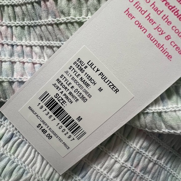 Lilly Pulitzer white multicolor floral smocked short dress Just A Pinch Jilly M - Picture 7 of 9